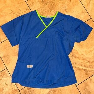 Urbane Essentials Women's Crossover Scrub Top blue